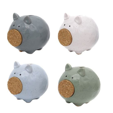 FAIRE - DEI Decor Speckled Ceramic Piggy Bank-Cork Snout So cute!